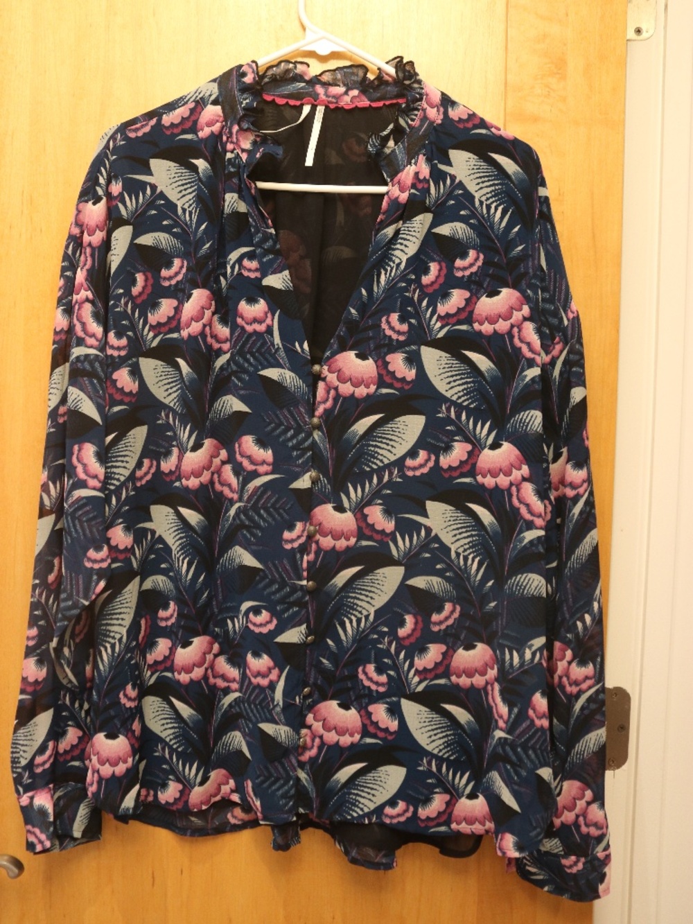 Anthropologie Pink & Blue Estela Blouse, size XL